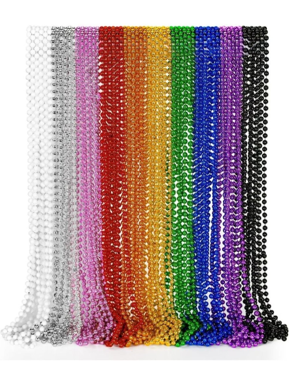 50PCS Mardi Gras Beads Necklaces - Metallic Party Favors for Festivals